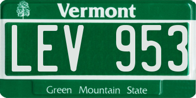 VT license plate LEV953
