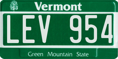 VT license plate LEV954