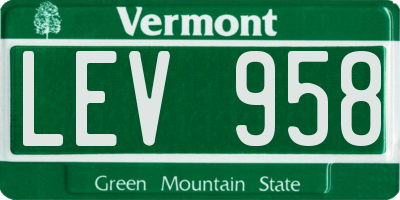 VT license plate LEV958