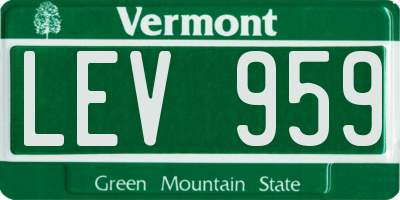 VT license plate LEV959