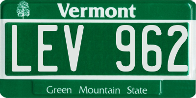 VT license plate LEV962