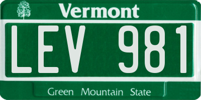 VT license plate LEV981