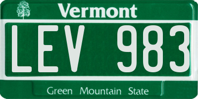 VT license plate LEV983