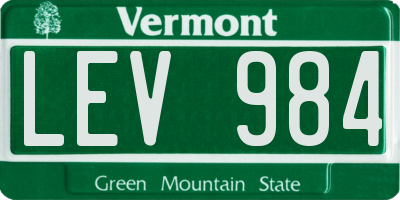 VT license plate LEV984