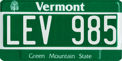 VT license plate LEV985