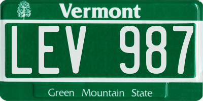 VT license plate LEV987