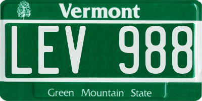 VT license plate LEV988