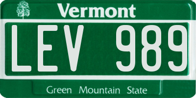 VT license plate LEV989