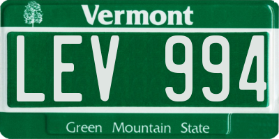 VT license plate LEV994