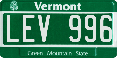 VT license plate LEV996