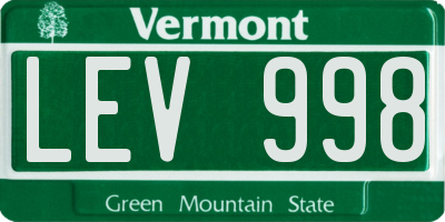 VT license plate LEV998
