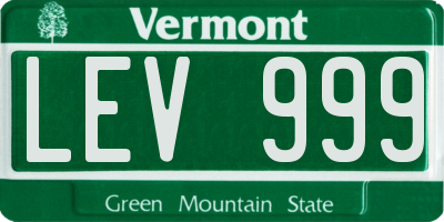 VT license plate LEV999