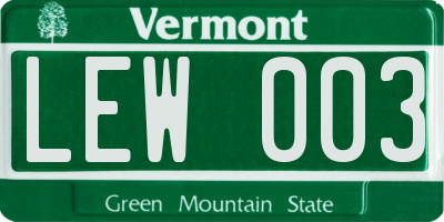VT license plate LEW003