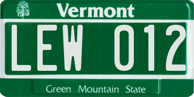 VT license plate LEW012