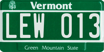 VT license plate LEW013