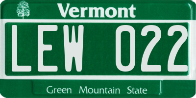 VT license plate LEW022