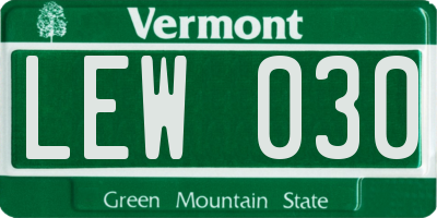 VT license plate LEW030