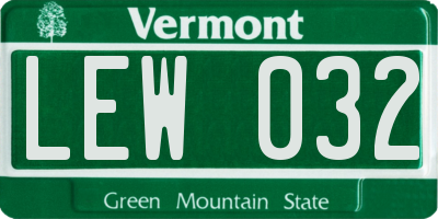 VT license plate LEW032