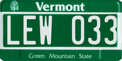 VT license plate LEW033