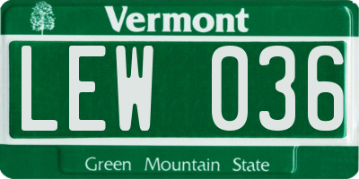 VT license plate LEW036