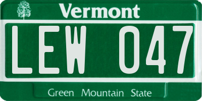 VT license plate LEW047