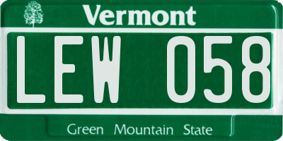 VT license plate LEW058