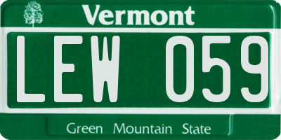 VT license plate LEW059