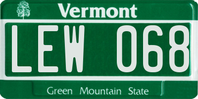 VT license plate LEW068