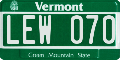 VT license plate LEW070