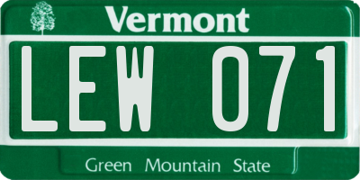 VT license plate LEW071