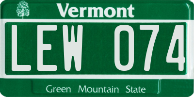 VT license plate LEW074