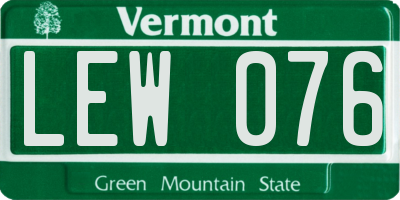 VT license plate LEW076