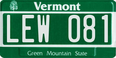 VT license plate LEW081
