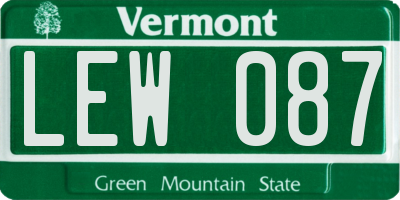 VT license plate LEW087