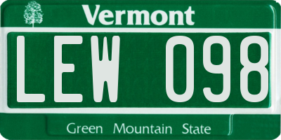 VT license plate LEW098