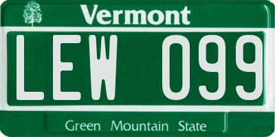 VT license plate LEW099
