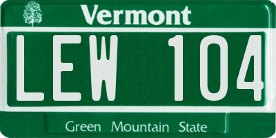 VT license plate LEW104