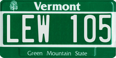 VT license plate LEW105
