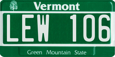 VT license plate LEW106