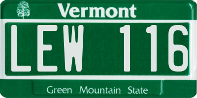 VT license plate LEW116