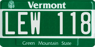 VT license plate LEW118