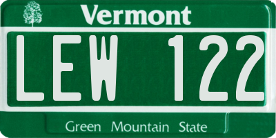 VT license plate LEW122