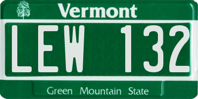 VT license plate LEW132