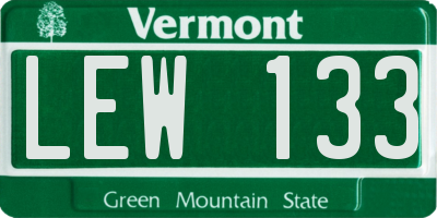VT license plate LEW133