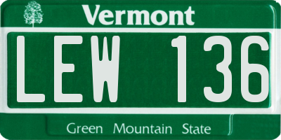 VT license plate LEW136
