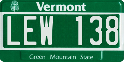 VT license plate LEW138