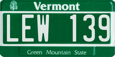 VT license plate LEW139