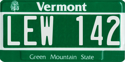 VT license plate LEW142