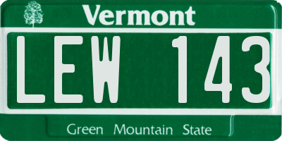 VT license plate LEW143