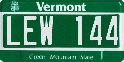 VT license plate LEW144